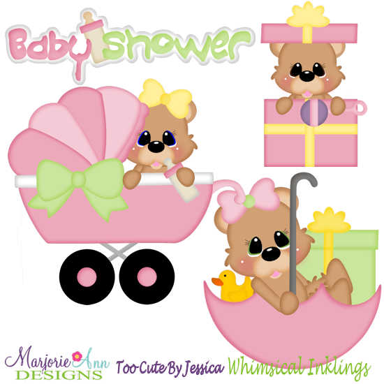 Baby Shower Bears-Girl SVG Cutting Files Includes Clipart - Click Image to Close